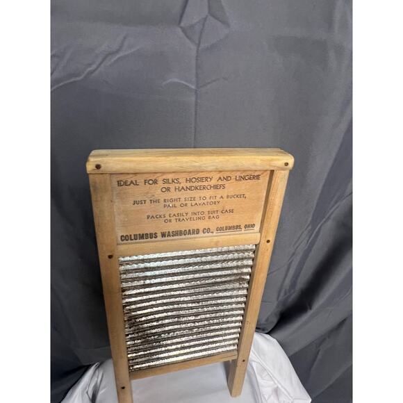 Set of 2 Vtg. Small Wooden Columbus Dubl Handi Galvanized Metal Washboards - Picture 6 of 16